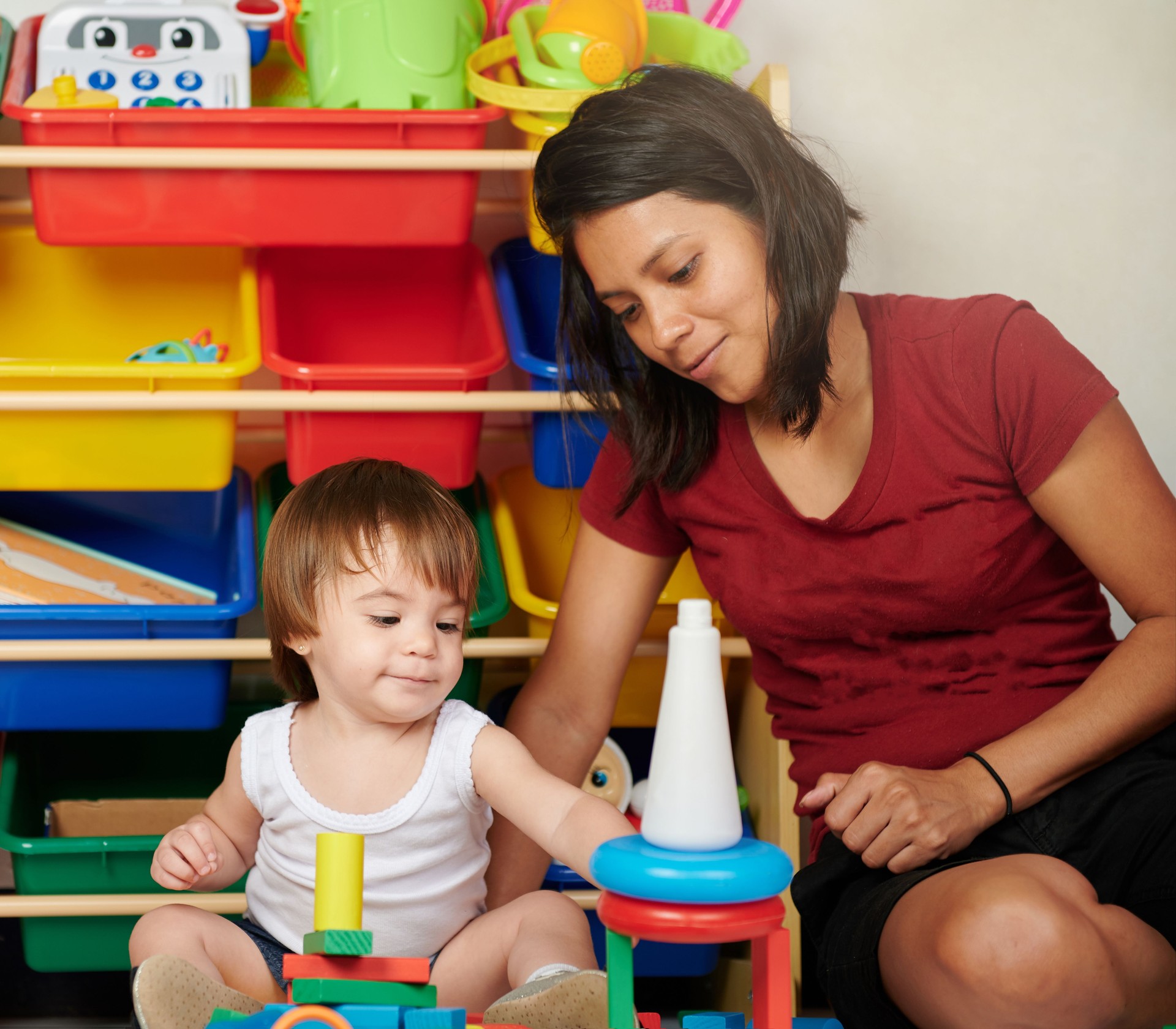Young woman take care of baby